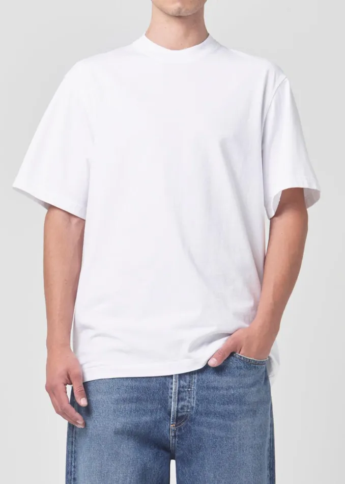 Shirts Men Agolde Asha Mock Neck Tee White