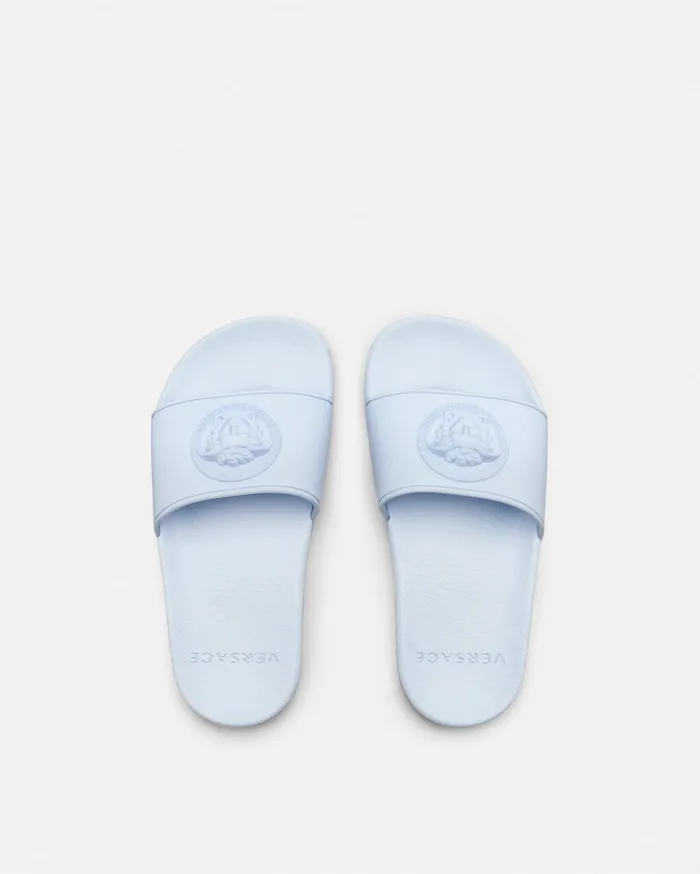 Shoes Kids Versace Medusa Sliders Light Blue