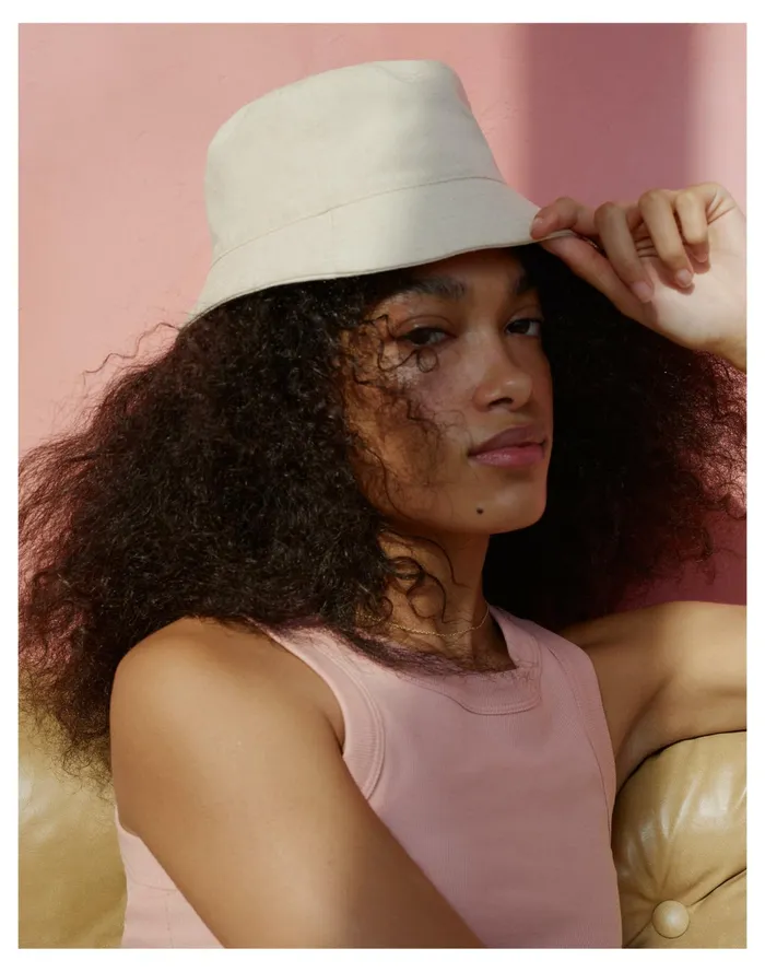 Short Brimmed Bucket Hat Vintage Parchment Multi Women Madewell Hats