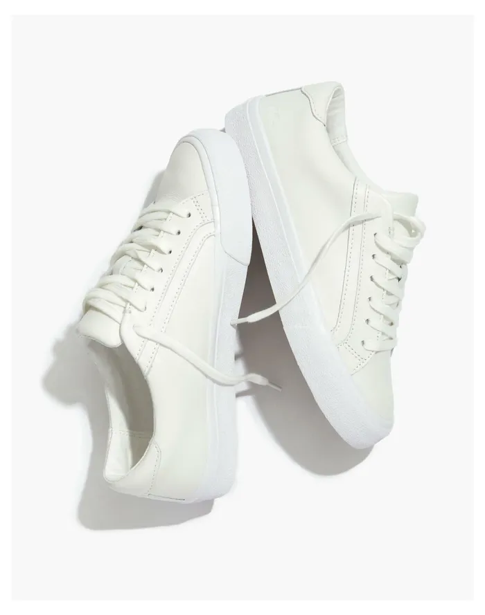 Sidewalk Low Top Sneakers In Leather Pale Parchment Women Madewell Sneakers