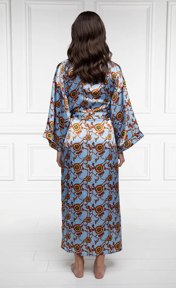Silk Full Length Dressing Gown Sky Blue Women Holland Cooper Sleepwear Silk Full Length Dressing Gown Sky Blue Women Holland Cooper Sleepwear