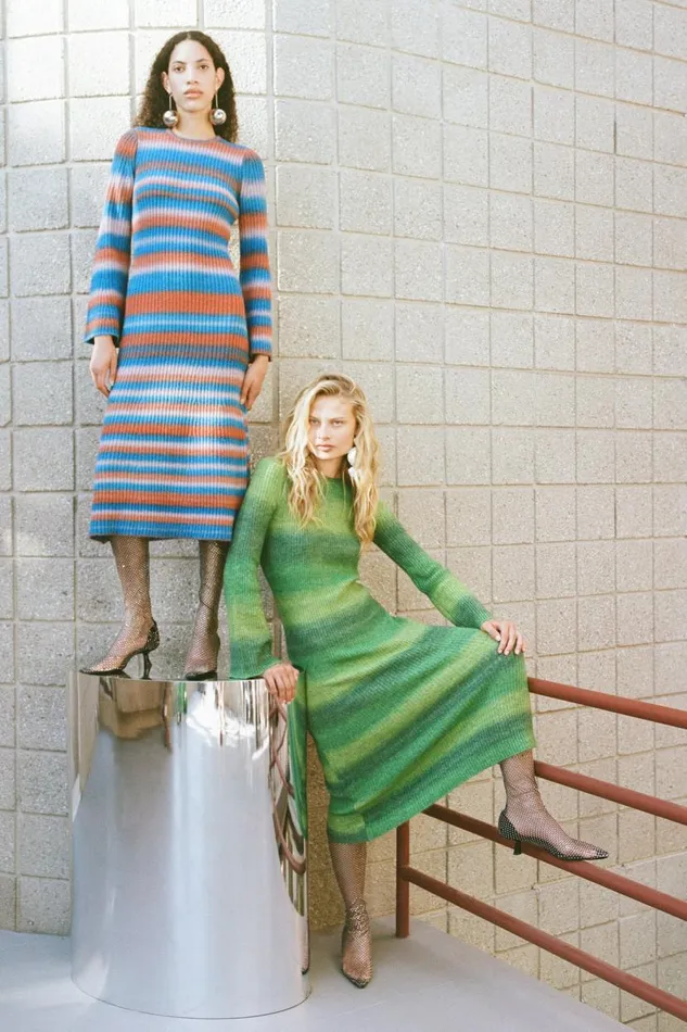 Simon Miller Axon Knit Dress In Matisse Blue Multi Women Dresses Simon Miller Axon Knit Dress In Matisse Blue Multi Women Dresses
