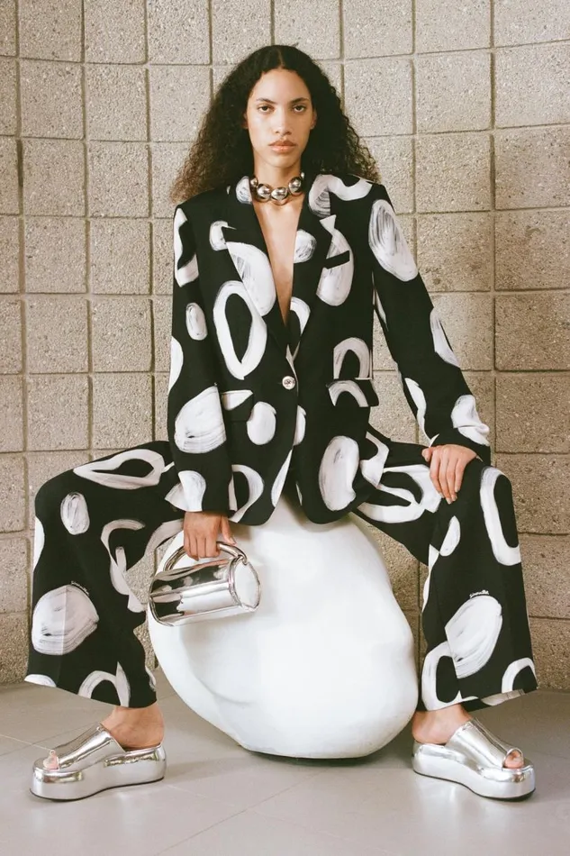 Simon Miller Bloo Painted Crepe Pant In Painted Dot Women Bottoms