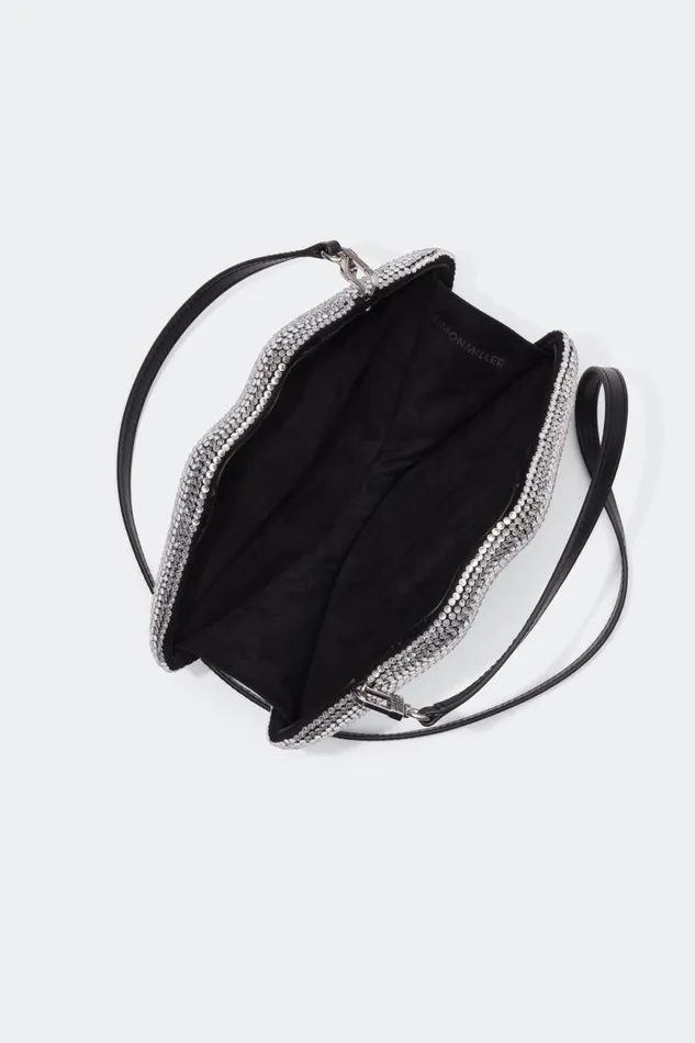 Simon Miller Crystal Lip Clutch In BlackClear Women Bags Simon Miller Crystal Lip Clutch In BlackClear Women Bags