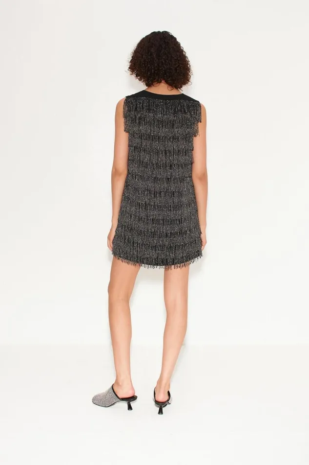 Simon Miller Fountain Fringe Dress In Black Women Dresses