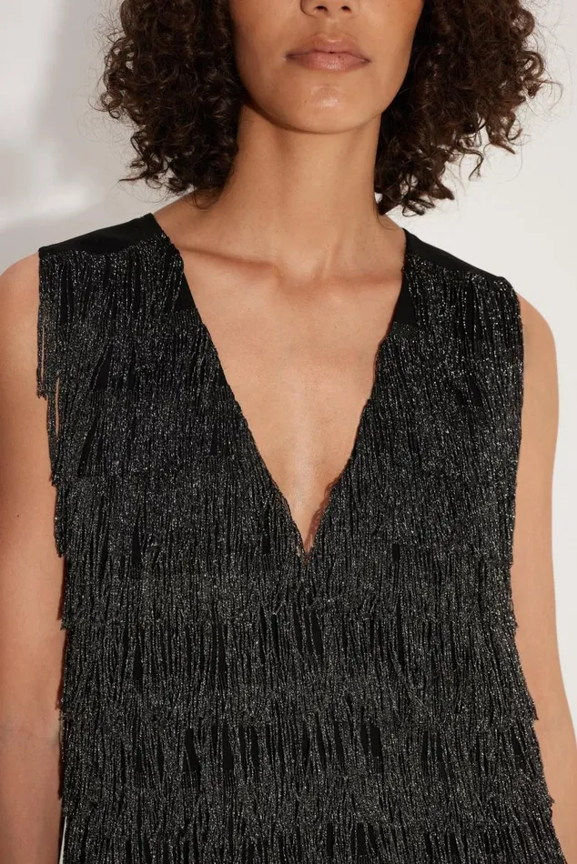 Simon Miller Fountain Fringe Dress In Black Women Dresses