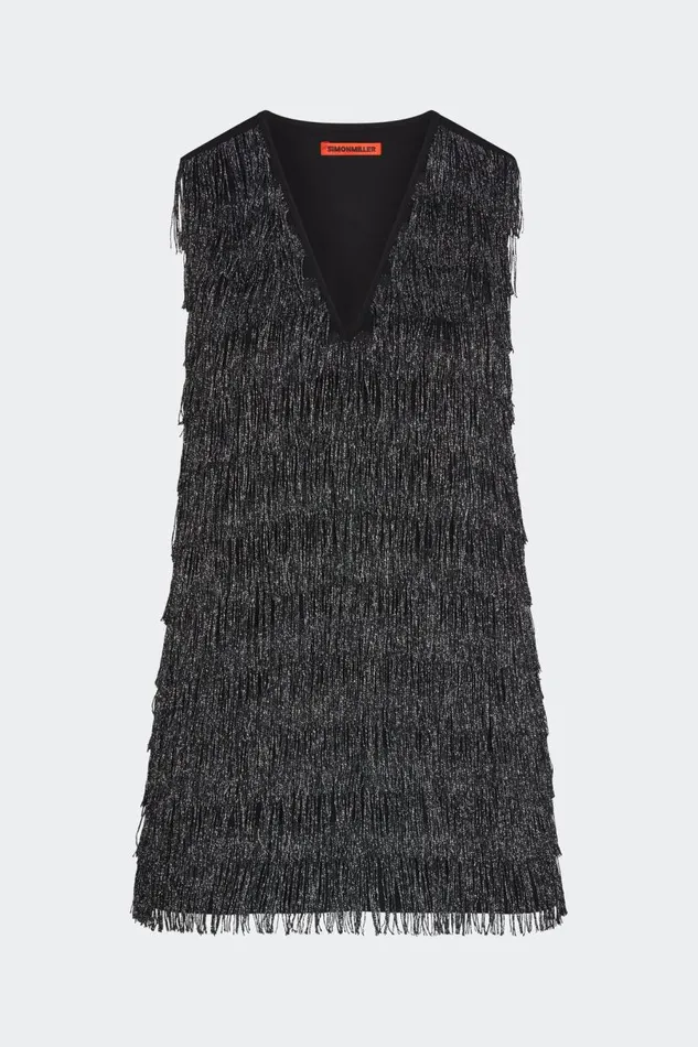 Simon Miller Fountain Fringe Dress In Black Women Dresses