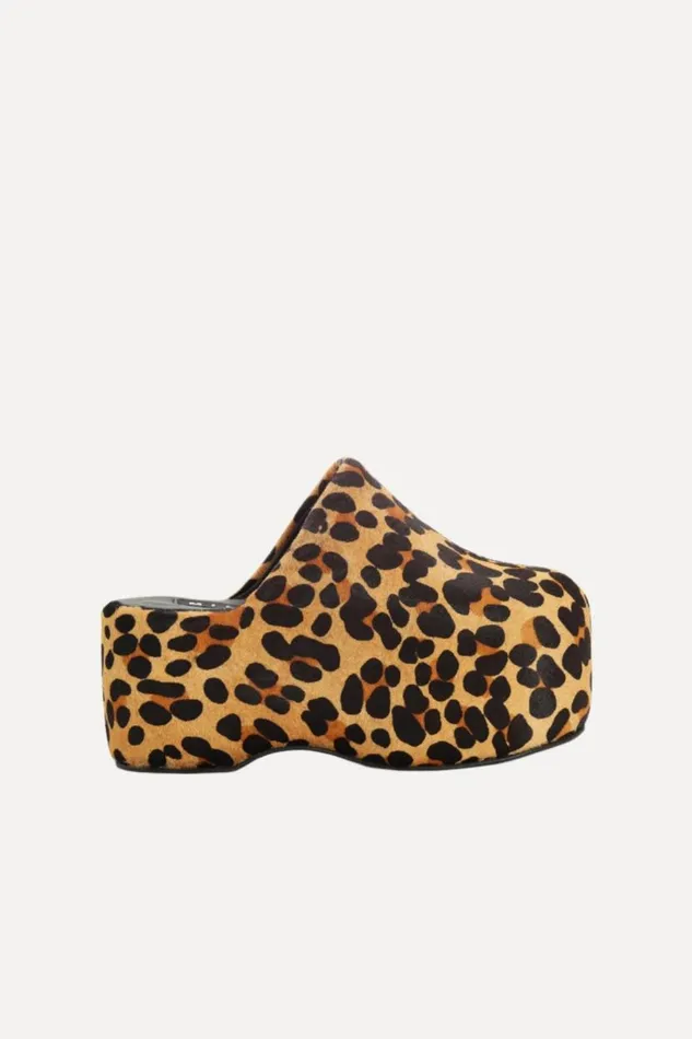 Simon Miller Haircalf Platform Bubble Clog In Cheetah Scramble Calf Hair Women Bubble Clogs
