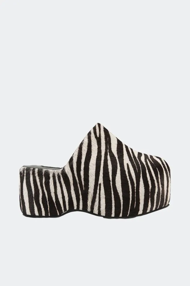 Simon Miller Haircalf Platform Bubble Clog In Zebra Trip Calf Hair Women Bubble Clogs