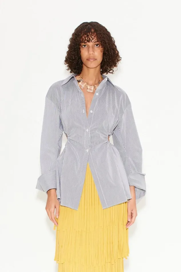 Simon Miller Lolo Poplin Top In Pinstripe Cotton Women Poplin
