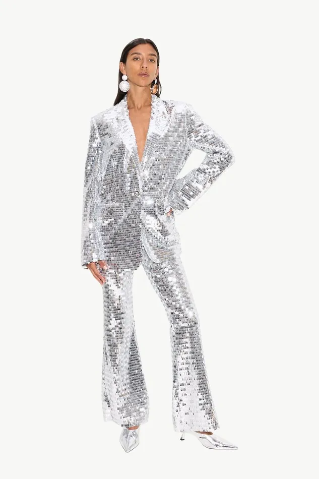 Simon Miller Sequin Robo Pant In Satellite Silver Women Bottoms Simon Miller Sequin Robo Pant In Satellite Silver Women Bottoms