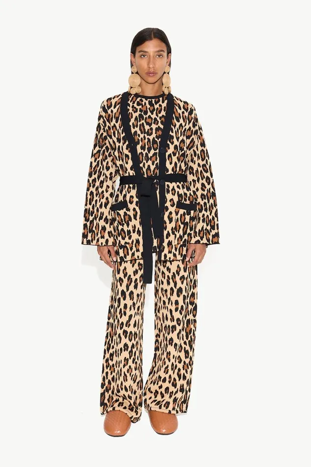 Simon Miller Simon Miller Max Belted Knit Cardigan In Cheetah Women Knitwear Simon Miller Simon Miller Max Belted Knit Cardigan In Cheetah Women Knitwear