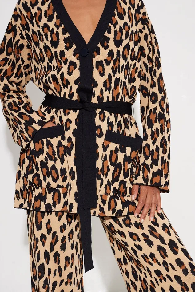 Simon Miller Simon Miller Max Belted Knit Cardigan In Cheetah Women Knitwear Simon Miller Simon Miller Max Belted Knit Cardigan In Cheetah Women Knitwear