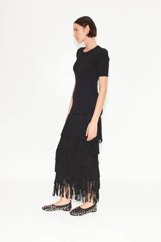 Simon Miller Za Za Fringe Dress In Black Women Dresses Simon Miller Za Za Fringe Dress In Black Women Dresses
