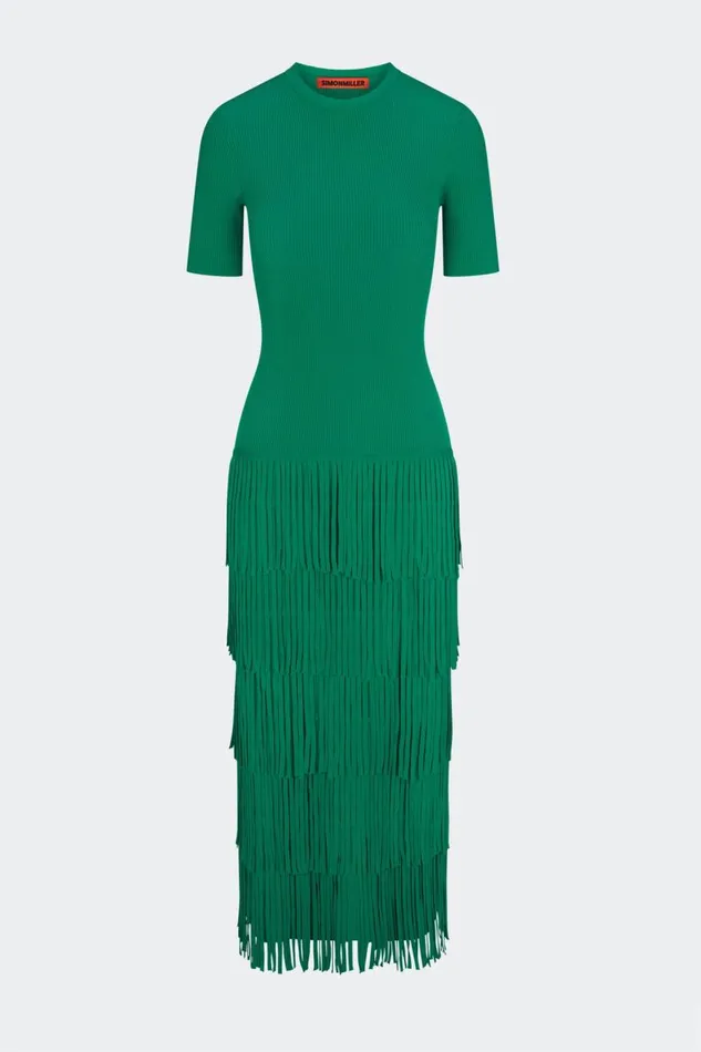 Simon Miller Za Za Fringe Dress In Jade Women Dresses