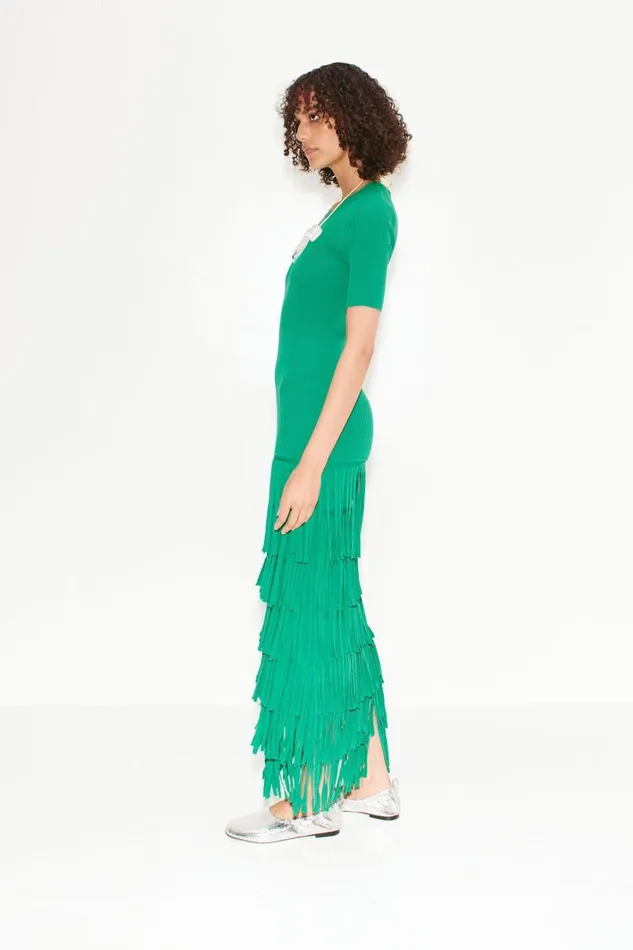 Simon Miller Za Za Fringe Dress In Jade Women Dresses