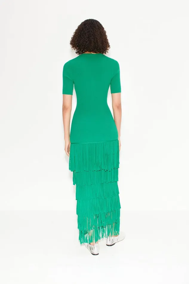 Simon Miller Za Za Fringe Dress In Jade Women Dresses