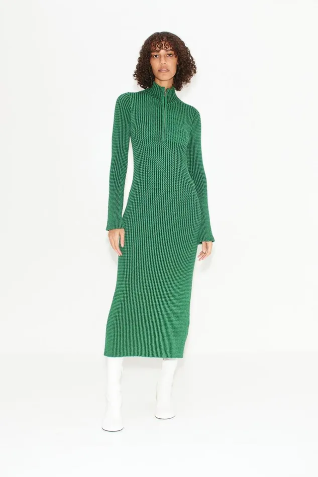 Simon Miller Zumi Textured Knit Midi Dress In Gummy Green Women Knitwear