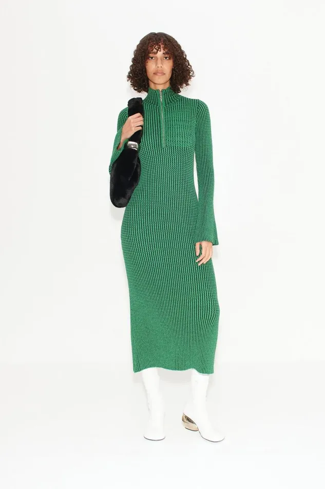 Simon Miller Zumi Textured Knit Midi Dress In Gummy Green Women Knitwear