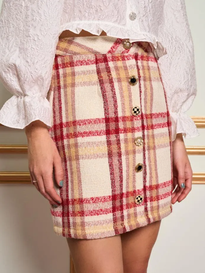 Sister Jane Bottoms Women DREAM Claudette Check Mini Skirt Ruby Red