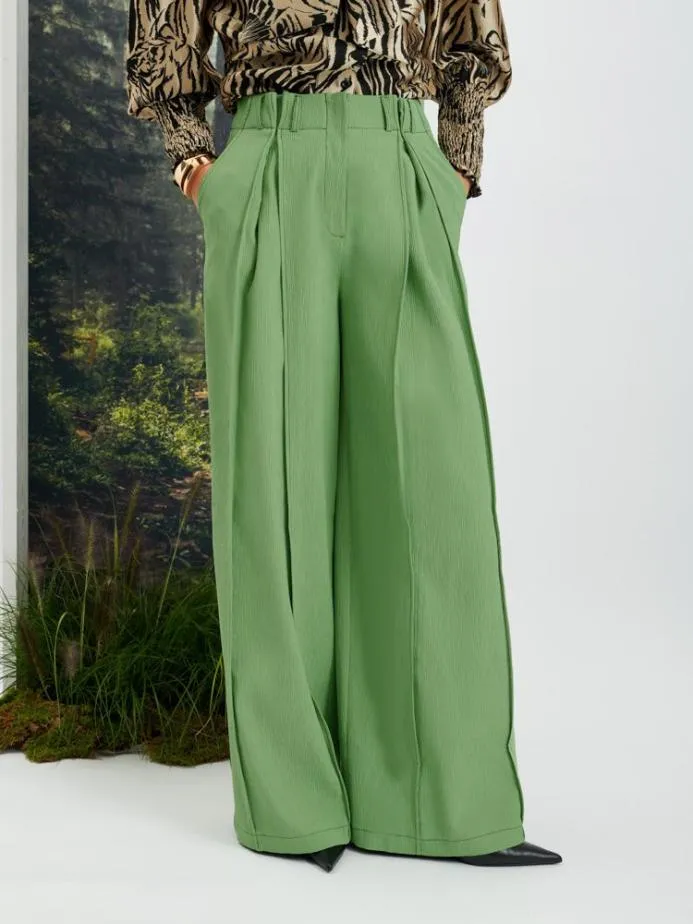 Sister Jane Bottoms Women Ghospell Hollis Wide Leg Trousers Pear Green