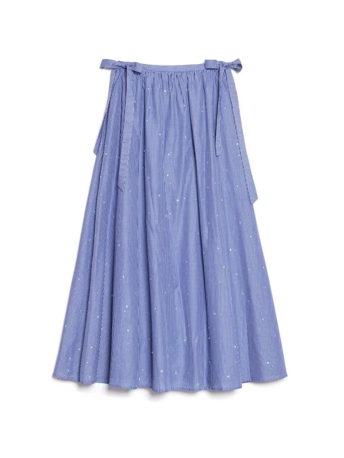 Sister Jane Bottoms Women Ivy Stripe Midi Skirt Navy Blue