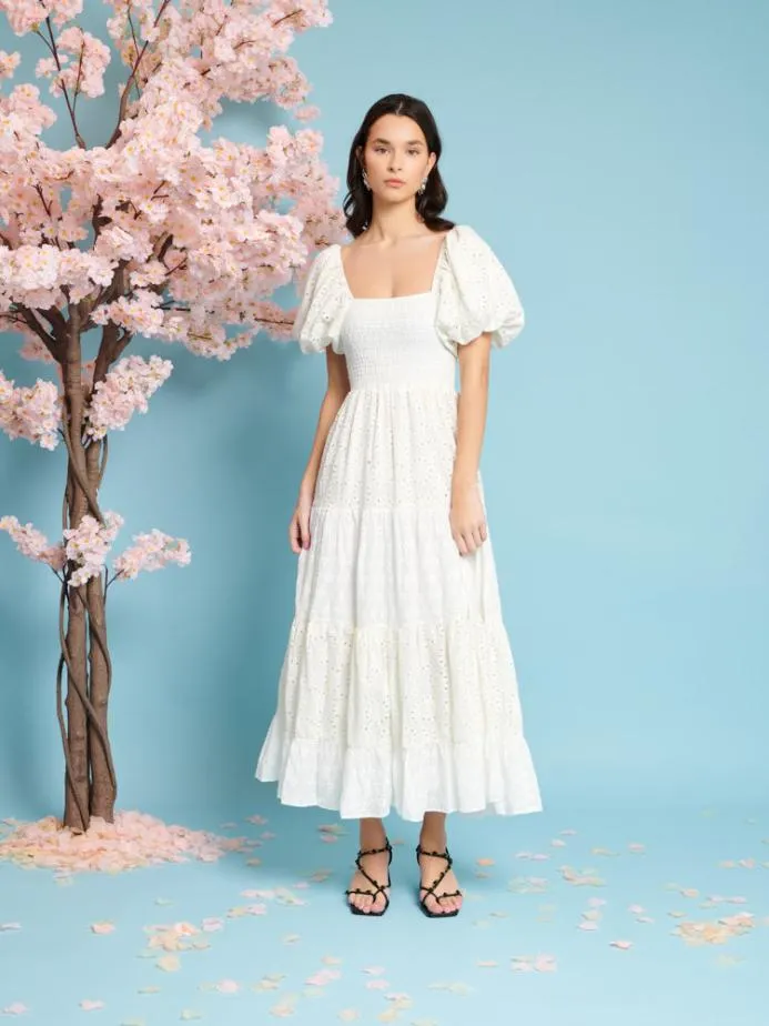 Sister Jane Dresses Women Dancing Blooms Midi Dress White and Cream Sister Jane Dresses Women Dancing Blooms Midi Dress White and Cream