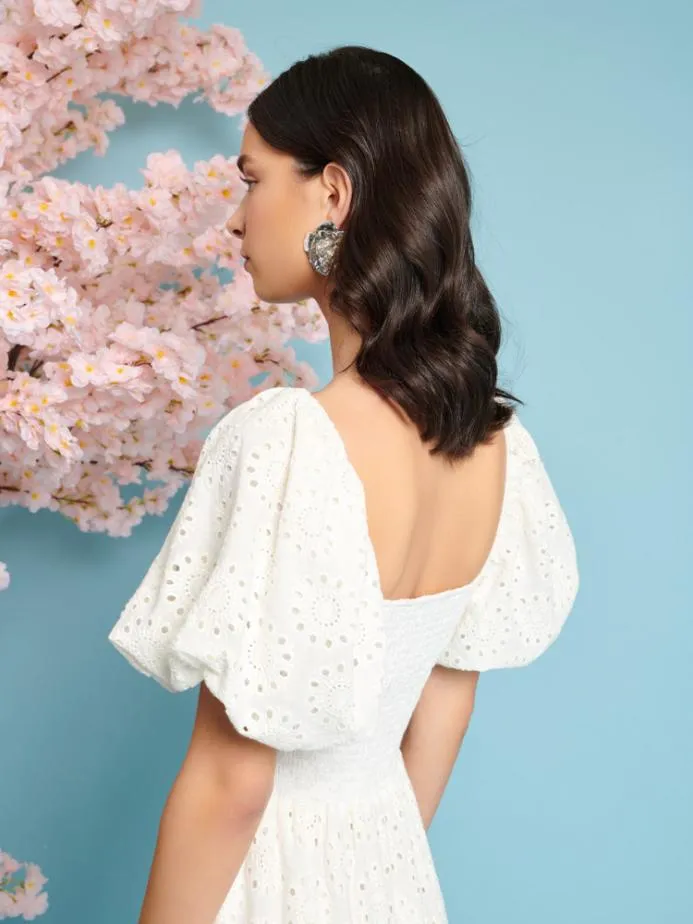 Sister Jane Dresses Women Dancing Blooms Midi Dress White and Cream Sister Jane Dresses Women Dancing Blooms Midi Dress White and Cream