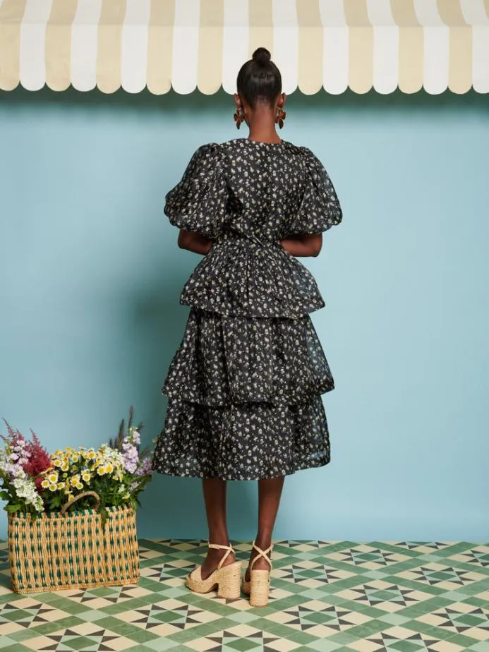 Sister Jane Dresses Women DREAM Noon Flower Tiered Dress Coal Black Sister Jane Dresses Women DREAM Noon Flower Tiered Dress Coal Black