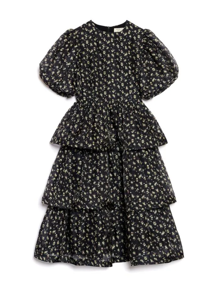 Sister Jane Dresses Women DREAM Noon Flower Tiered Dress Coal Black Sister Jane Dresses Women DREAM Noon Flower Tiered Dress Coal Black