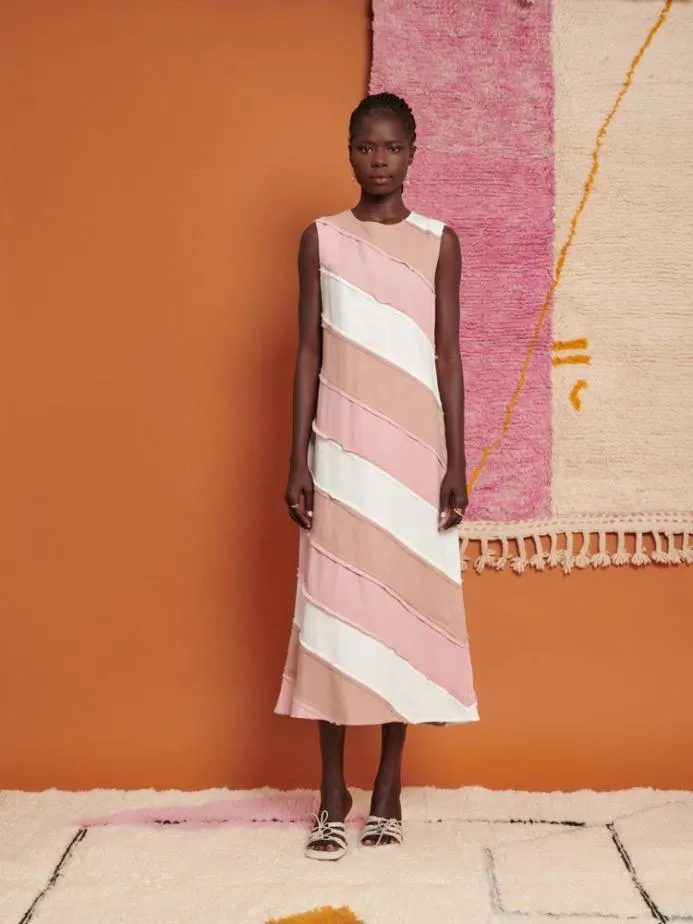 Sister Jane Dresses Women Ghospell Bea Striped Midi Dress Nude Blush Ivory Sister Jane Dresses Women Ghospell Bea Striped Midi Dress Nude Blush Ivory