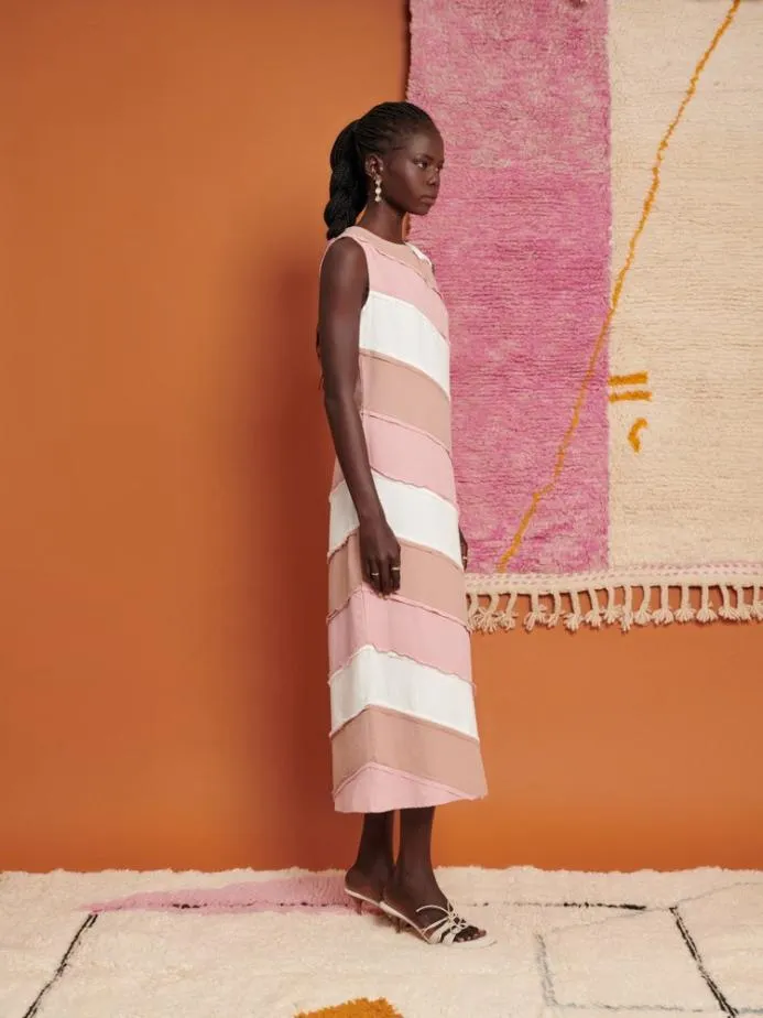 Sister Jane Dresses Women Ghospell Bea Striped Midi Dress Nude Blush Ivory Sister Jane Dresses Women Ghospell Bea Striped Midi Dress Nude Blush Ivory