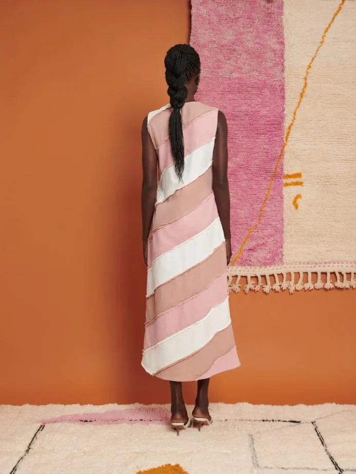 Sister Jane Dresses Women Ghospell Bea Striped Midi Dress Nude Blush Ivory Sister Jane Dresses Women Ghospell Bea Striped Midi Dress Nude Blush Ivory