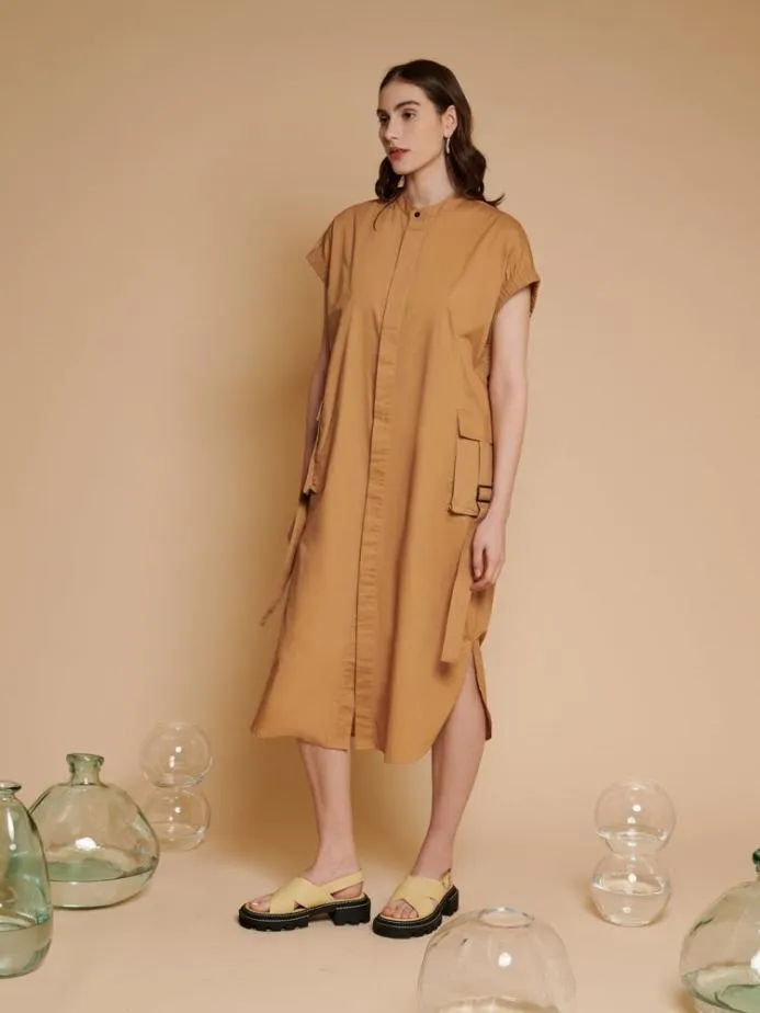 Sister Jane Dresses Women Ghospell Iona Cargo Shirt Dress Tan Sister Jane Dresses Women Ghospell Iona Cargo Shirt Dress Tan