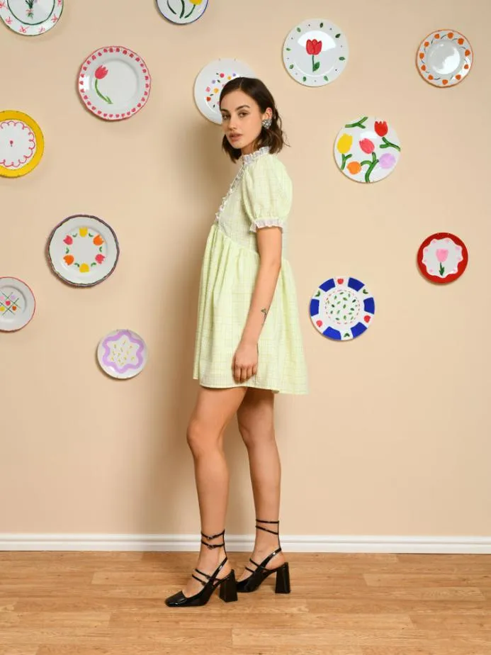 Sister Jane Dresses Women Noord Gingham Mini Dress Lime Green