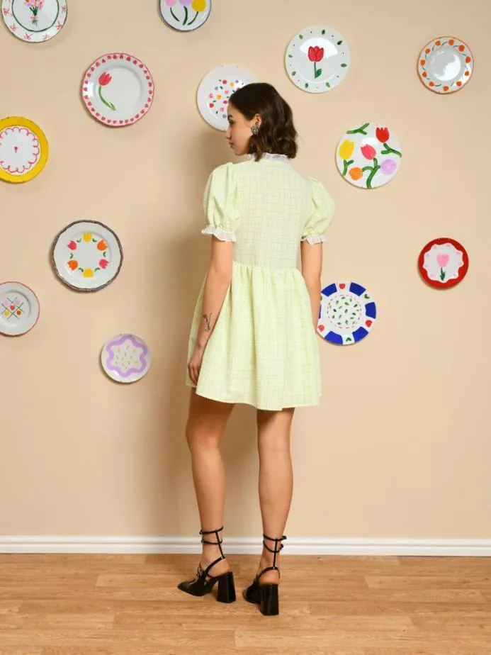 Sister Jane Dresses Women Noord Gingham Mini Dress Lime Green