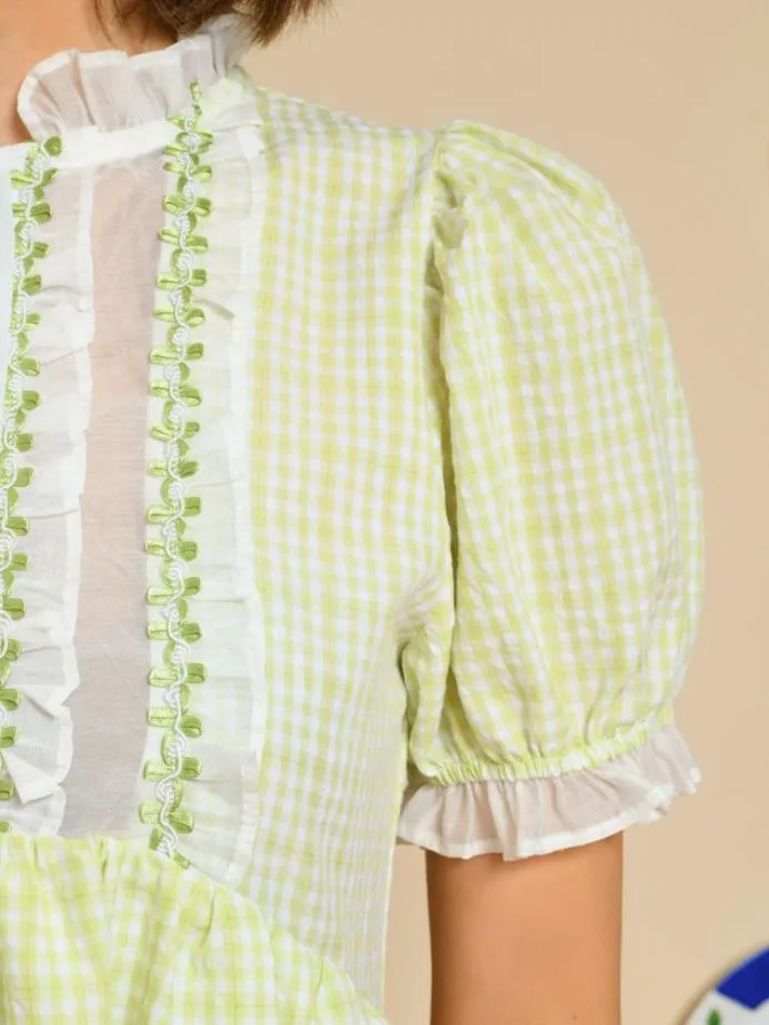 Sister Jane Dresses Women Noord Gingham Mini Dress Lime Green