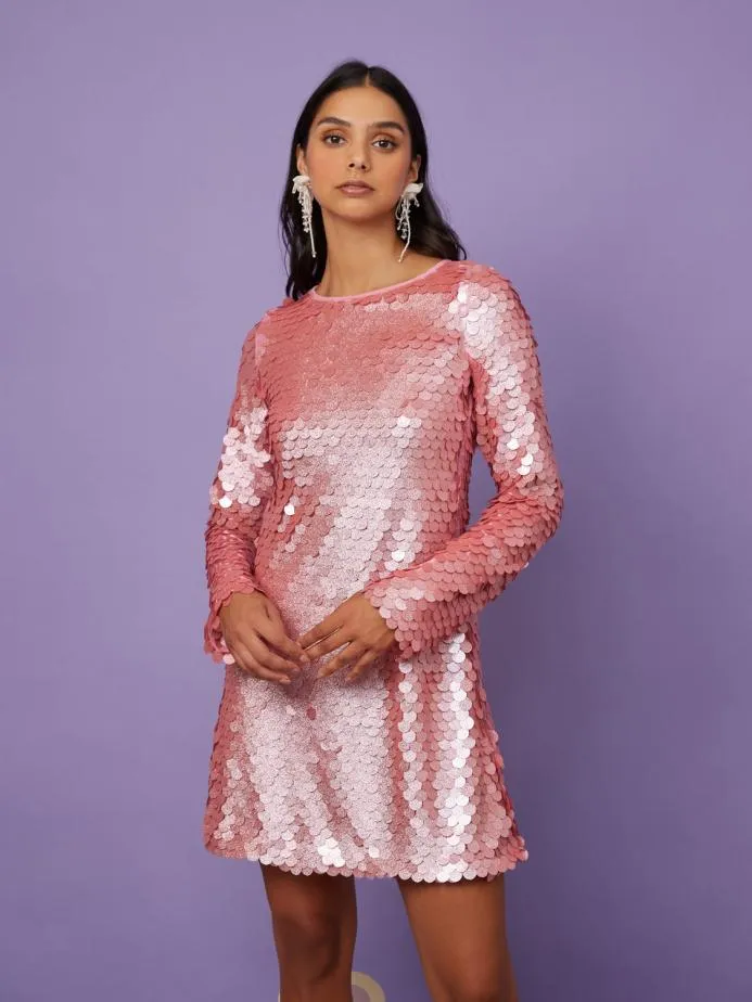 Sister Jane Dresses Women Symphony Sequin Mini Dress Metallic Pink