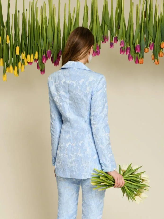 Sister Jane Jackets Women DREAM Fleur Jacquard Embellished Blazer Cornflower Blue