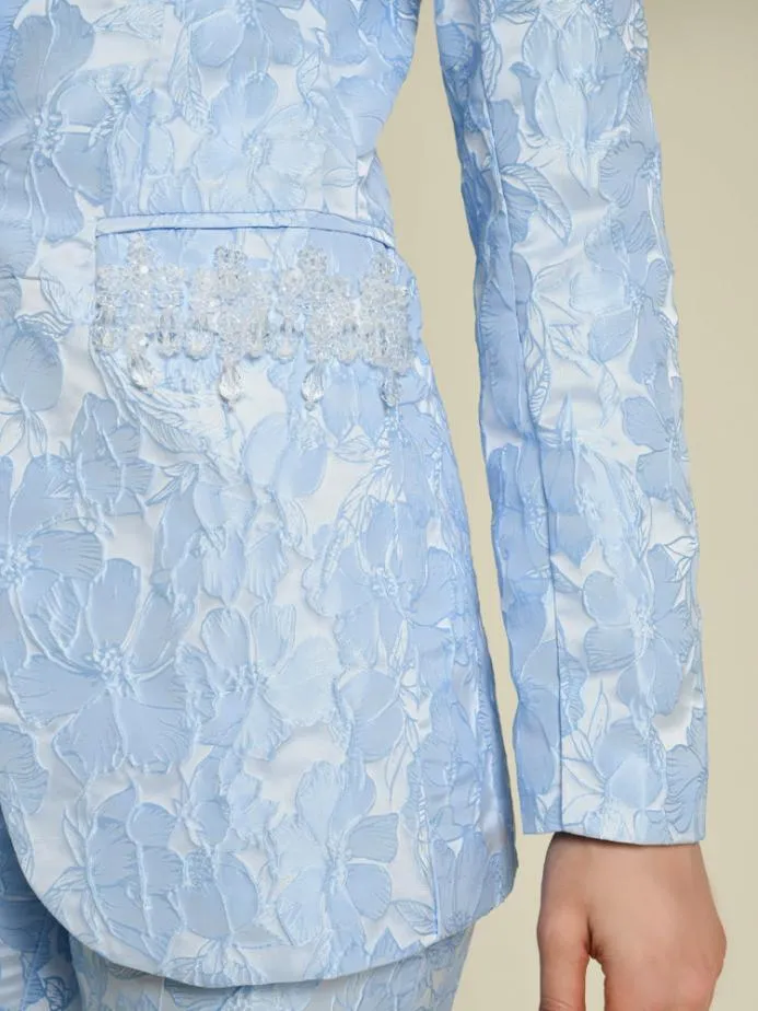 Sister Jane Jackets Women DREAM Fleur Jacquard Embellished Blazer Cornflower Blue