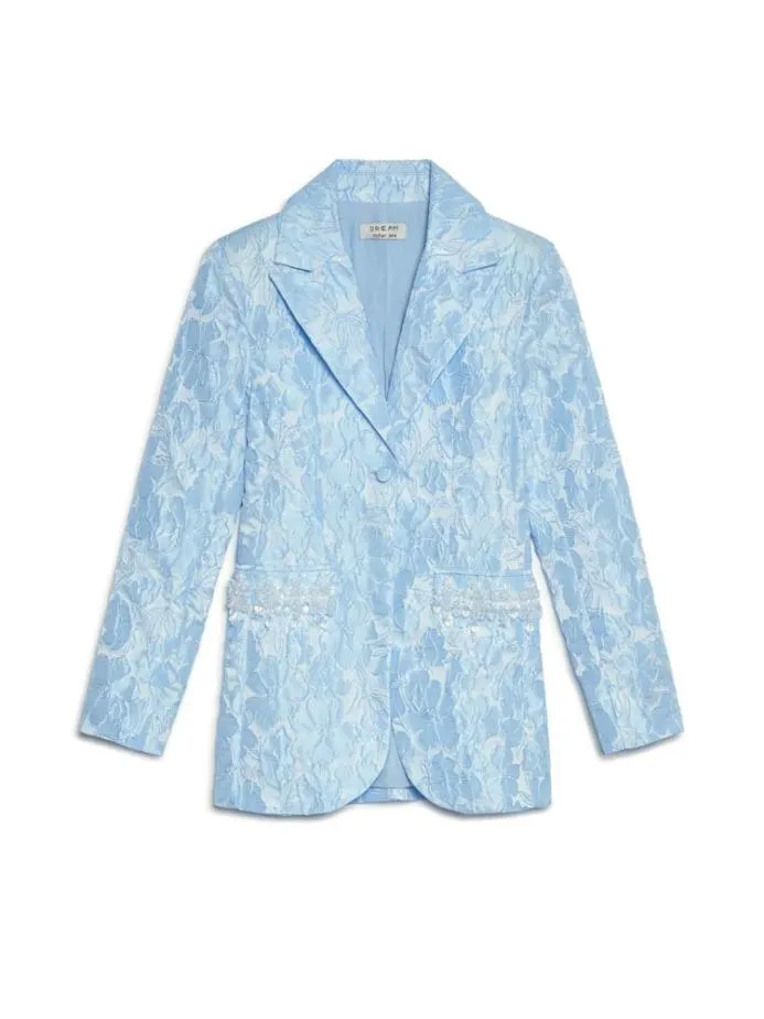 Sister Jane Jackets Women DREAM Fleur Jacquard Embellished Blazer Cornflower Blue