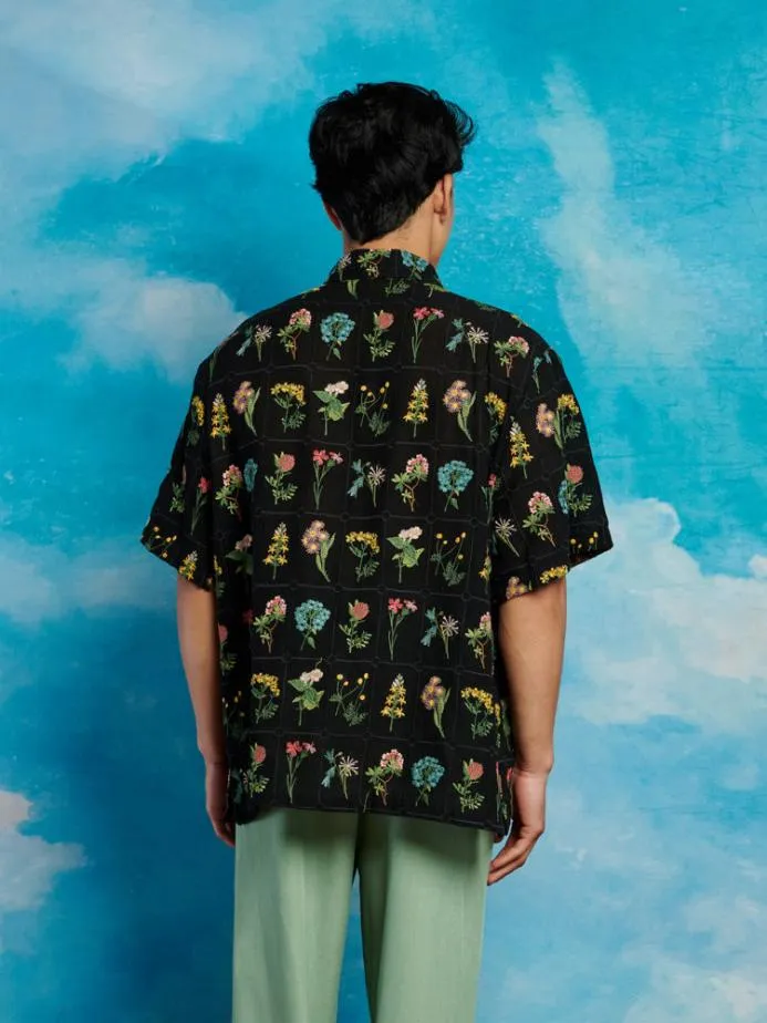 Sister Jane Shirts Men Cameron Embroidery Boxy Shirt Black