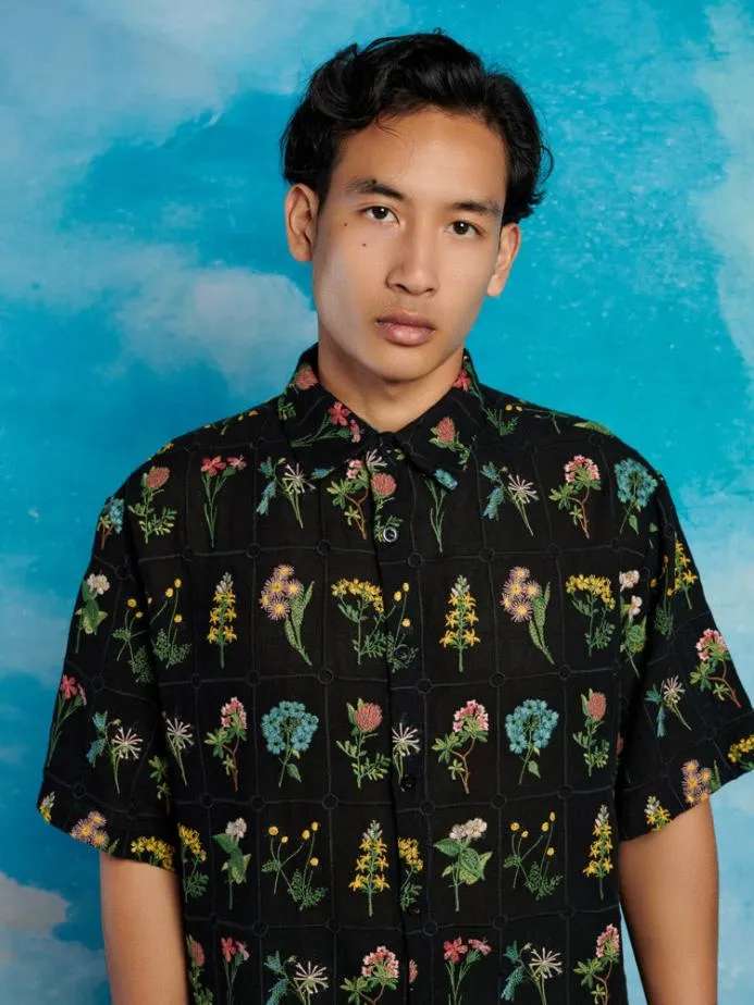 Sister Jane Shirts Men Cameron Embroidery Boxy Shirt Black