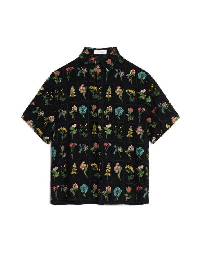 Sister Jane Shirts Men Cameron Embroidery Boxy Shirt Black