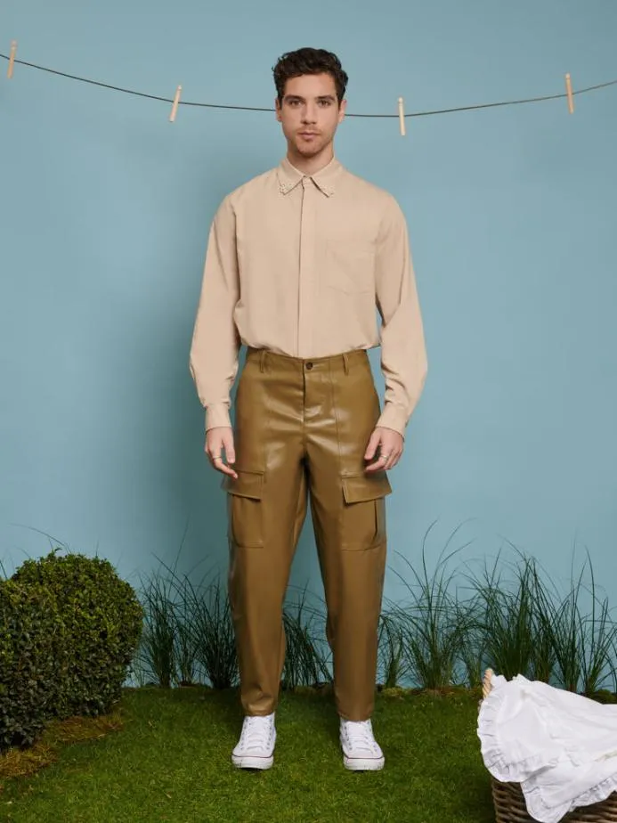 Sister Jane Shirts Men Penny Bow Embellished Shirt Beige Sister Jane Shirts Men Penny Bow Embellished Shirt Beige