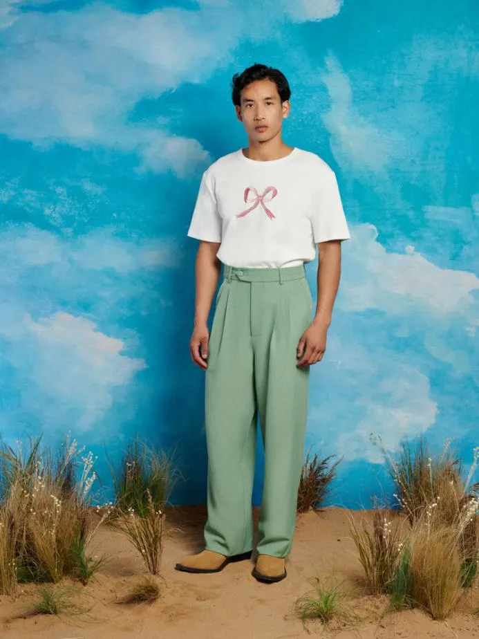 Sister Jane Shirts Men Rory Bow Embroidered Tshirt Pearled Ivory