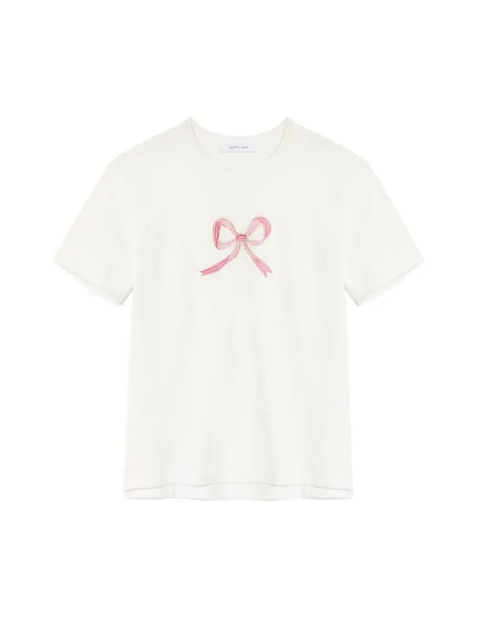 Sister Jane Shirts Men Rory Bow Embroidered Tshirt Pearled Ivory