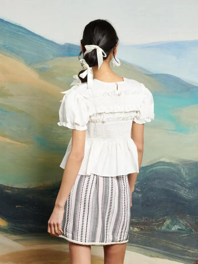 Sister Jane Tops Women DREAM Rider Ruffle Top Pearl White