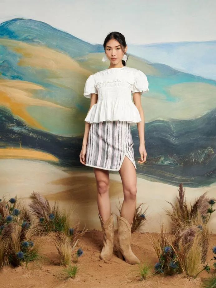 Sister Jane Tops Women DREAM Rider Ruffle Top Pearl White