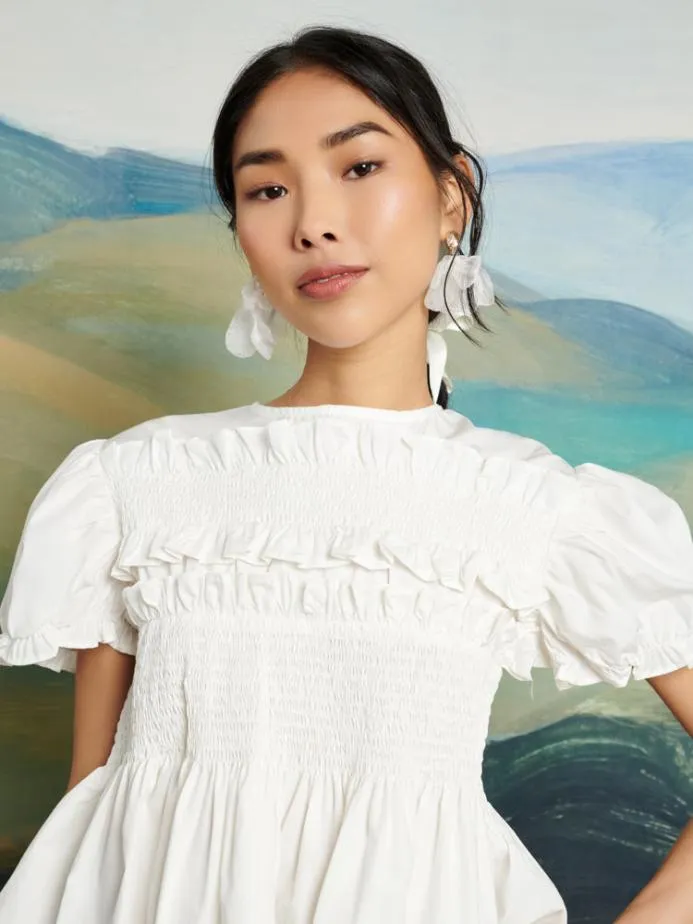 Sister Jane Tops Women DREAM Rider Ruffle Top Pearl White
